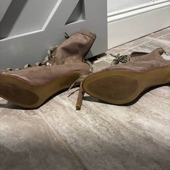 Brand new taupe lace up booties - Picture 3 of 4